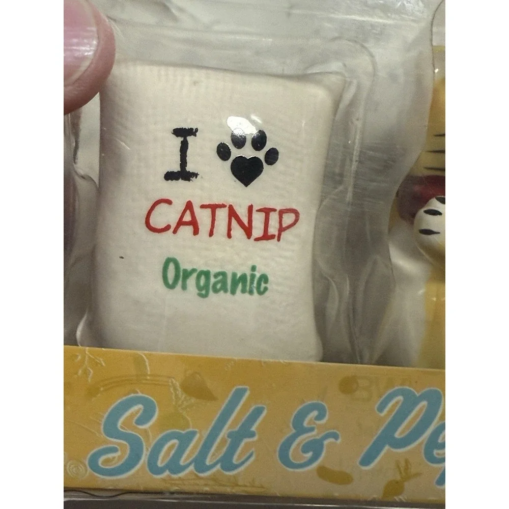 Cat Catnip Ceramic Salt & Pepper Shakers Set